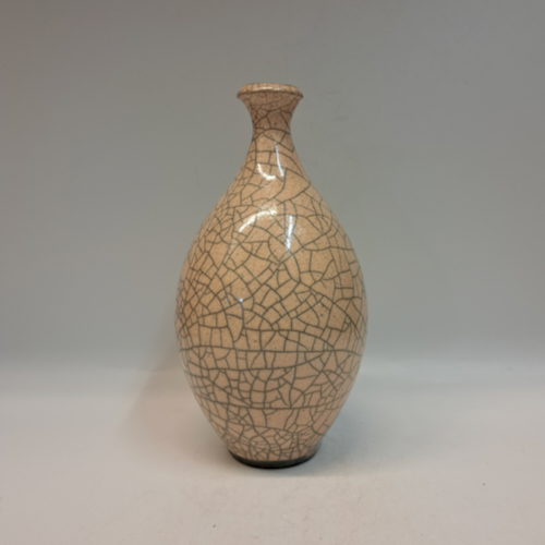 BS-032 Raku Small Bottle-Shape White Crackle 7.5x4x4 $140 at Hunter Wolff Gallery